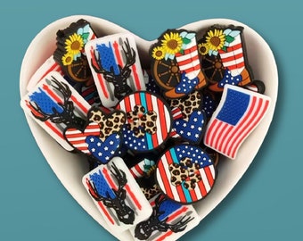 Patriotiska silikonpärlor, 4 juli DIY-berlockhantverk