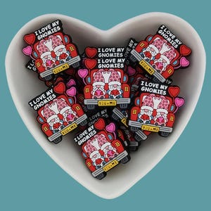Valentine Gnome Silicone Focal Bead,  I Love My Gnomies  Silicone Beads,Silicone beads Wholesale,Silicone Beads DIY