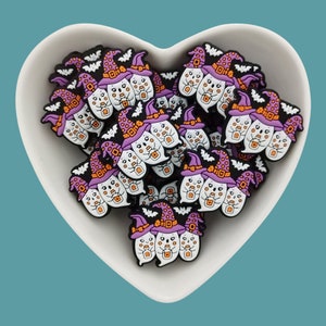 Ghost Wearing A Wizard Hat Silicone Focal Bead,Halloween Silicone beads,Bulk Spooky Silicone Beads Wholesale,Silicone Beads DIY