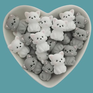 3D Cat Silicone Beads ,3D Animal Silicone Focal Beads,Bluk Silicone Focal Beads , For Necklace Bracelet Lanyard pens Making