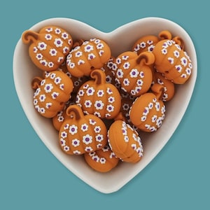 3D Fall Floral Pumpkin  Silicone Focal Beads ,Halloween Silicone  Beads,Silicone Bead Wholesale, For Necklace Bracelet Lanyard pens Making