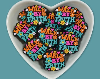 Walk By Faith Silicone Focal Bead.Christian Beads,For Jewelry Making Jewelery Beads Charms 