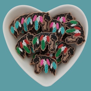 Horse with Feathers Silicone Focal Beads,Western,Bulk Silicone Beads ,Silicone beads Wholesale,Silicone Beads DIY