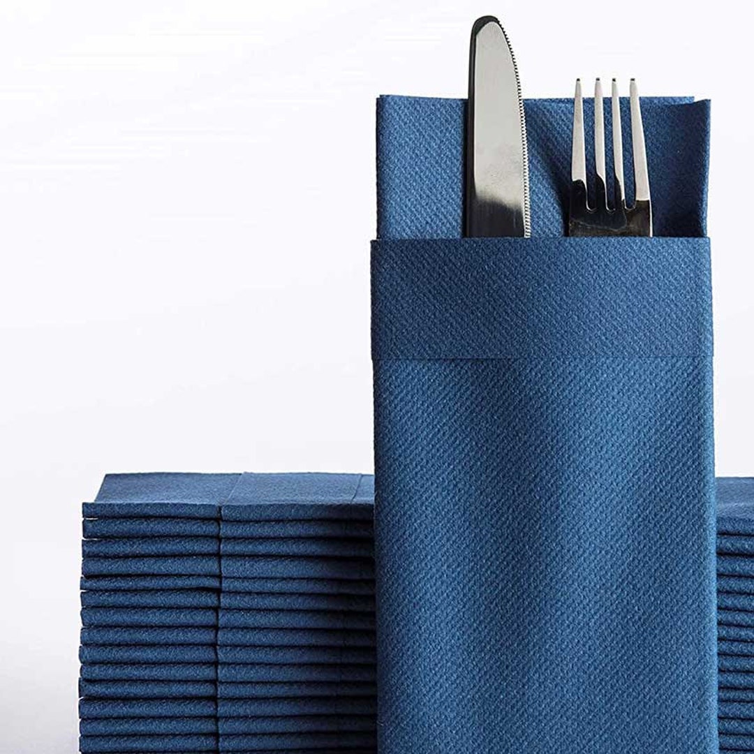 Navy Blue Airlaid Pocket Napkin 50 Pcs Pack Etsy