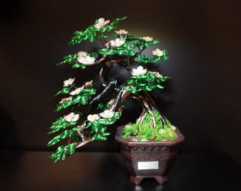 Handgefertigte Bonsai-Baumskulptur aus Draht: Kunst aus Aluminiumdraht (33 cm)