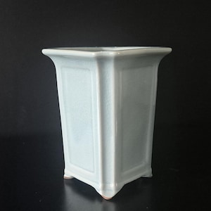 Pot à bonsaï en céramique bleue émaillée, jardinière d'orchidées, vase intérieur/extérieur (H 5,5 pouces)