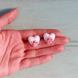 Heart Earrings, Ceramic Earrings, Handmade Jewelry, Minimal Jewelry