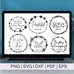 Pacchetto svg versetti della Bibbia / fede svg / scrittura svg / cristiano svg / versetto della Bibbia svg / ghirlande floreali svg / disegnato a mano svg / pacchetto svg