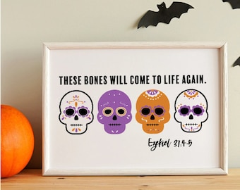 These Bones Will Come To Life Again Svg, Ezekiel 37:4-5, Christian Halloween Svg, skulls Christian svg, Christian svg, halloween svg, svg