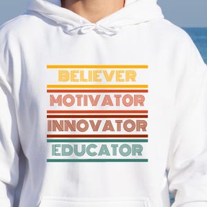 Believer Motivator Innovator Erzieher svg | Lehrerin svg | retro svg | Christliche Lehrerin | Sublimationsdateien | png | svg