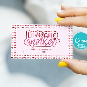 Christian Printable Valentines, Valentines Canva Template, editable Christian valentines, Love one another, Christian valentines