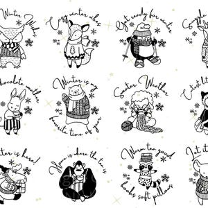 Niedliches Winter-Tiere-Svg-Bundle, Winter-Svg-Bundle, Wintertiere-Svg, Weihnachtstiere-Svgs, Winterwünsche-Svg, Frohe Feiertage SVG-Bundle