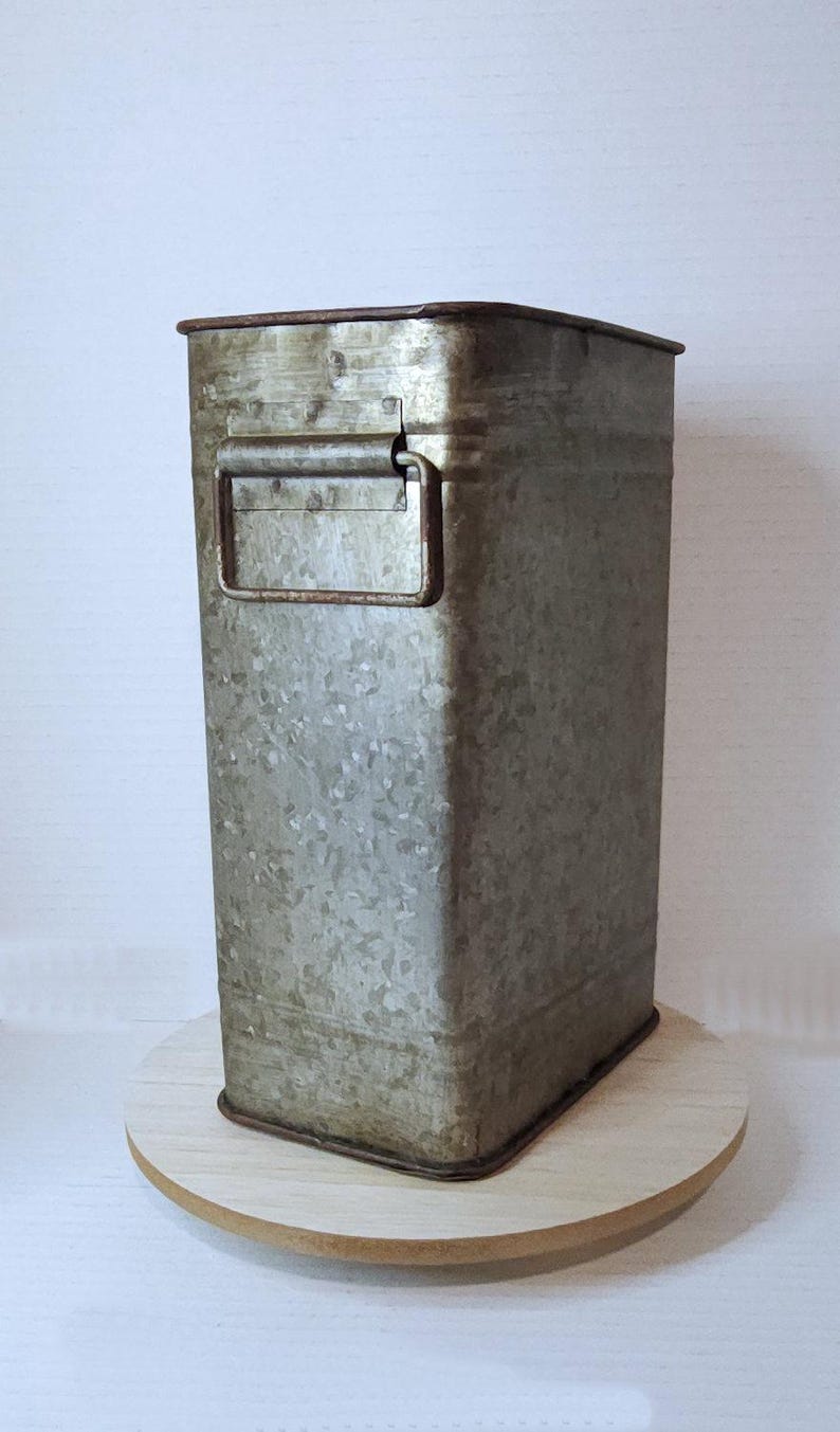 Rustic Metal Container Vintage Galvanized Metal Tin Container – Rustic Farmhouse Décor, With ...