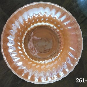 Vintage Anchor Hocking Peach Lustre Fire King Swirl Glass Bowl – 1950s Mid-Century