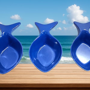 Mainstays Melamine Fish Shaped Bowls – Set of 3 – Blue – Coastal Nautical Serving Dishes