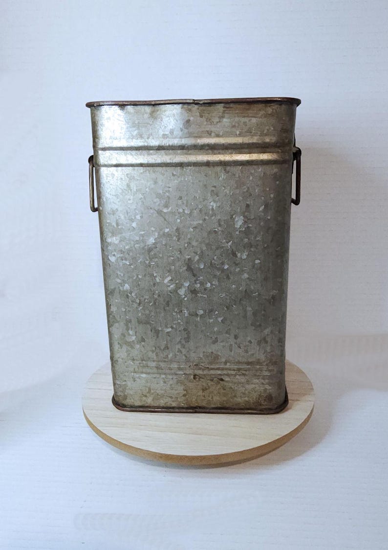 Rustic Metal Container Vintage Galvanized Metal Tin Container – Rustic Farmhouse Décor, With ...