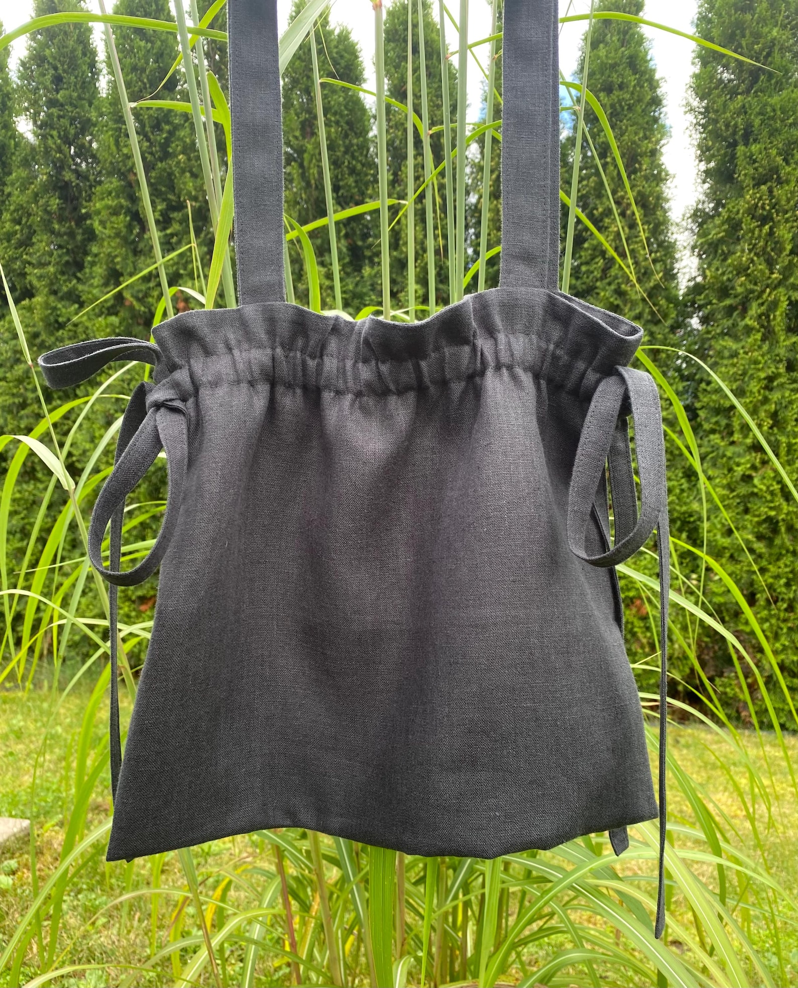 Natural Bag / Linen Backpack / Linen Tie Tote Bag / Beach Bag in ...