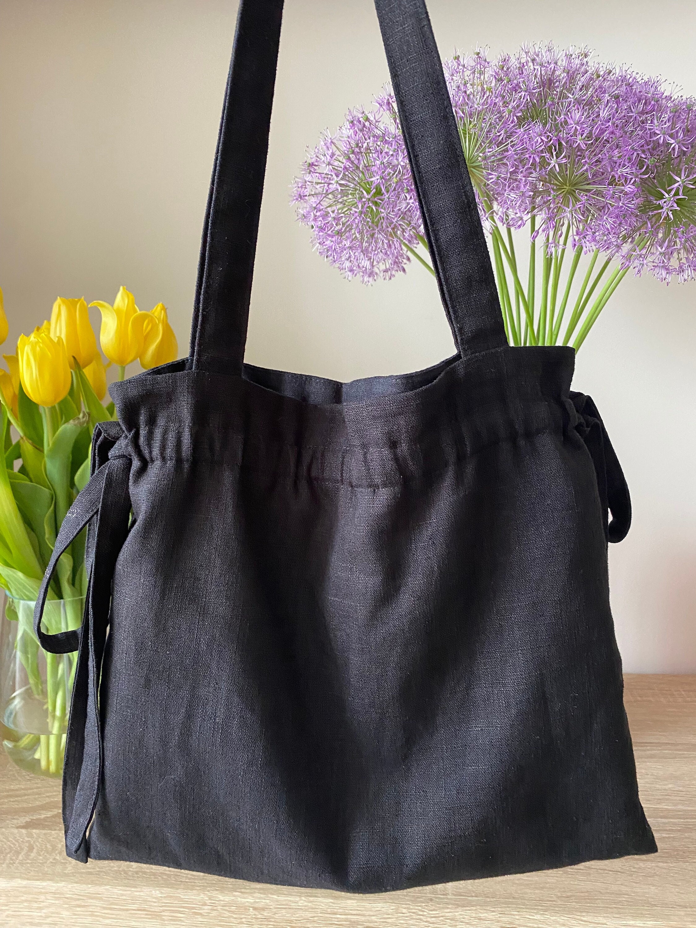 Natural bag / Linen backpack / Linen tie tote bag / Beach bag in various colors / Drawstring bag / Linen shoulder handbag / Handmade