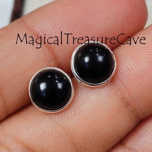 Natural Black Onyx Stud Earrings, Boho Earrings, 925 Sterling Silver Jewelry, Onyx Earring, Handmade jewelry,Valentine Day Gifts