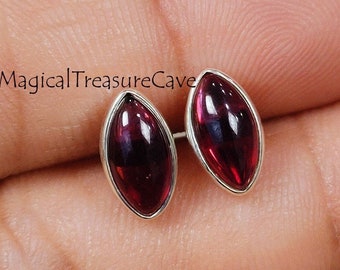 Brincos de Granada Natural, Prata de Lei 925, Pedra de Nascimento de Janeiro, Joias Artesanais, Brincos Minimalistas, Presentes para o Dia dos Namorados