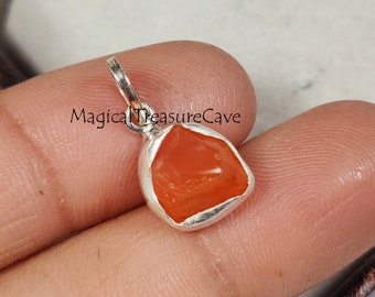 Natural Carnelian Pendant, Raw Carnelian Jewelry, 925 Sterling Silver Pendant, July Birthstone,  Healing Pendant, Christmas Gift Idea