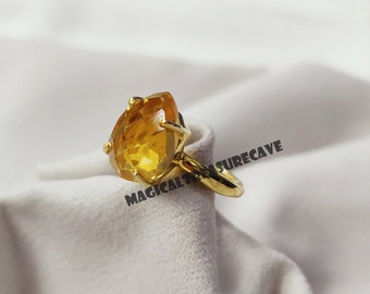 Anillo único de citrino amarillo, joyería de plata de ley 925, anillo de garras hecho a mano, anillo de plata citrino, piedra natal de noviembre, regalo