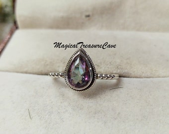 Mystic Topaz Ring, Boho Ring, 925 Sterling Silver Ring, Handmade Jewelry, Dainty Vintage Jewelry, Topaz Ring, Wedding Ring, Crystal Jewelry