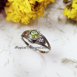 Natural Peridot Ring, 925Sterling Silver Engagement Promise Ring For Women, Green Gemstone, August Birthstone Jewelry, Valentine Day Gifts