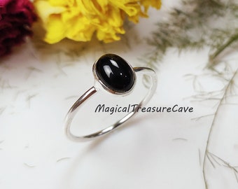 Black Onyx Silver Ring, Handmade Ring, 925 Sterling Silver jewelry, Dainty Black Onyx Ring, Modern Ring, Bohemian Ring, Valentine Day Gifts