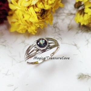Mystic Topaz Silver Ring, Beautiful Gemstone Jewelry, 925 Sterling Silver Ring, Handmade Jewelry, Topaz Ring, Promise Ring, Gift For Her