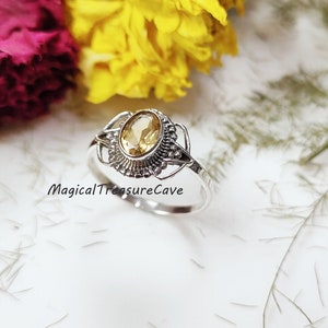 Genuine Citrine Woman Ring, Citrine 925 Sterling Silver Jewelry, Yellow Gemstone Bridal Ring, Boho Jewelry, Birthstone Jewelry, Unique Gift