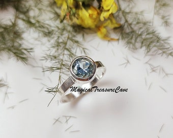 Swiss Blue Topaz Gemstone Ring, 925 Sterling Silver Ring, Engagement Ring, Handmade Jewelry, Topaz Jewelry, Designer Ring, Mothers Day Gifts