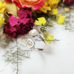 Süßwasserperle Ring, Statement Ring, 925 Sterling Silber Schmuck, Natürliche Edelstein Ring, Handgemacht, Verlobungsring, Perle Schmuck, Geschenk