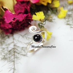 Natural Black Onyx Ring, 925 Sterling Silver Ring, Dainty Round Shape Ring, Onyx Jewelry, Handmade Ring, Statement Ring, Unique Ring, Gift