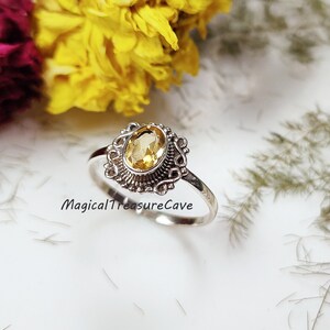 Vintage Look Citrine Gemstone Ring, 925 Sterling Silver Ring, Handmade Ring,Natural Citrine Gemstone Ring,Wedding Ring,Valentine Day Gifts
