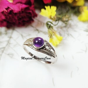 Vintage Amethyst Engagement Ring, 925 Sterling Silver Jewelry, Amethyst Ring For Woman, Natural Gemstone Jewelry, Birthstone Ring, Gift Idea