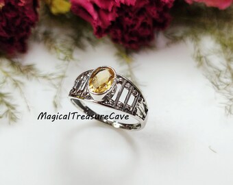 Impresionante anillo de citrino, anillo bohemio, joyería de plata de ley 925, anillo de novia, joyería de piedra natal de noviembre, anillo de piedras preciosas, regalos para el Día de la Madre