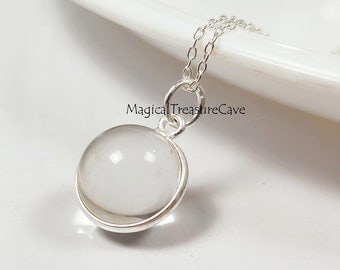 Natural Clear Quartz Necklace, 925 Sterling Silver Jewelry, Quartz Ball Design Necklace, Minimalist Necklace, Bridesmaid Gift, Wedding Gift