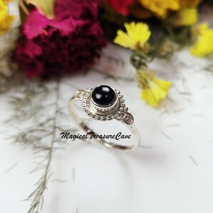 Genuine Black Onyx Ring, Vintage Ring, 925 Sterling Silver Ring, Handmade Ring, Onyx Jewelry, Engagement Ring, Valentine Day Gifts
