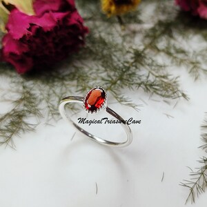 Red Garnet Ring, 925Sterling Silver, Handmade Jewelry, Genuine Garnet Bridal Ring, January Birthstone, Engagement Ring, Valentine Day Gifts