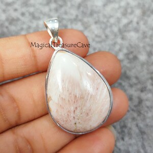 Pink Scolecite Pendant, Boho Pendant, 925Sterling Silver Jewelry, Natural Gemstone Pendant, Scolecite Gemstone jewelry, Valentine Day Gifts