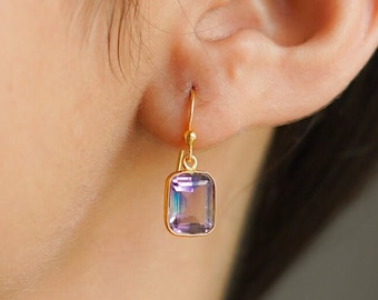 Natural Amethyst Earring, 925 Sterling Silver Earring, Beautiful Gift Earring, Gemstone Dangle Earring, Protection Earring, Handmade Earring