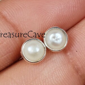 Fresh Water Natural Pearl Stud Earings,  925 Sterling Silver Jewelry, Pearl Jewelry, Vintage Earring, Gift For Woman, Bridesmaid Earrings,