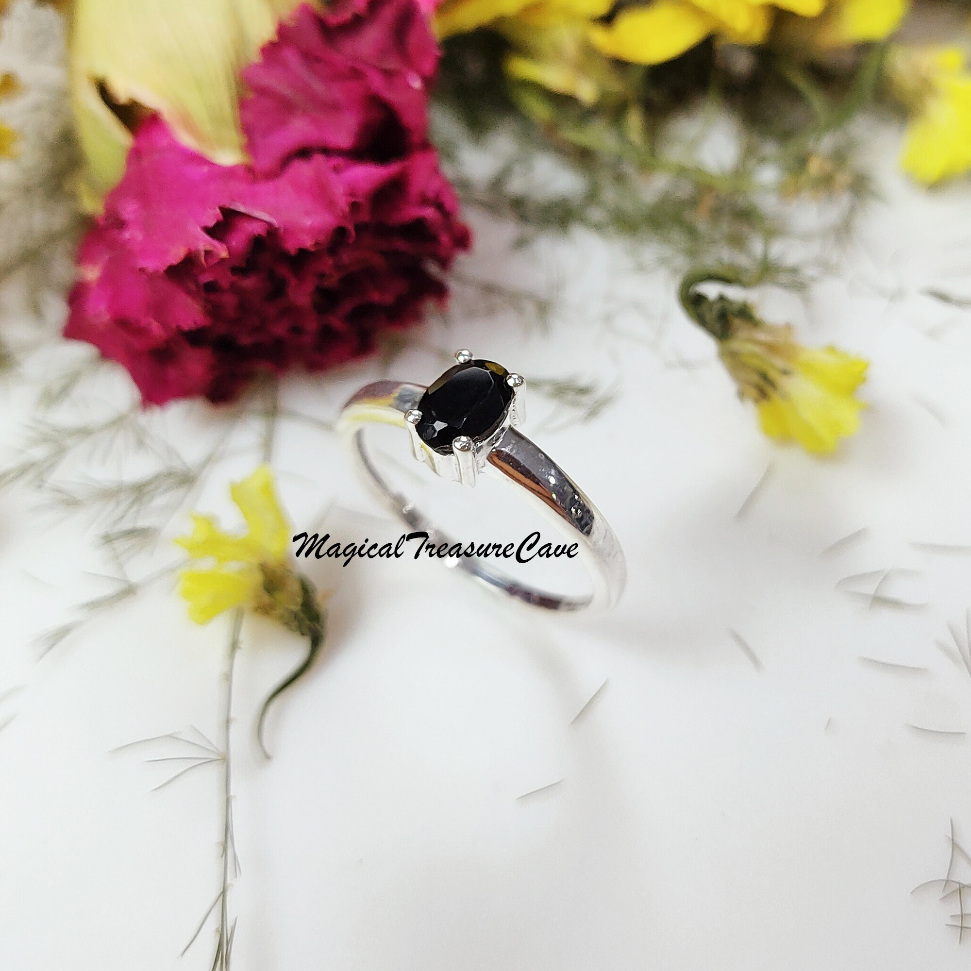 Anillos De Compromiso De ónix Negro Natural Filigranados Para Parejas