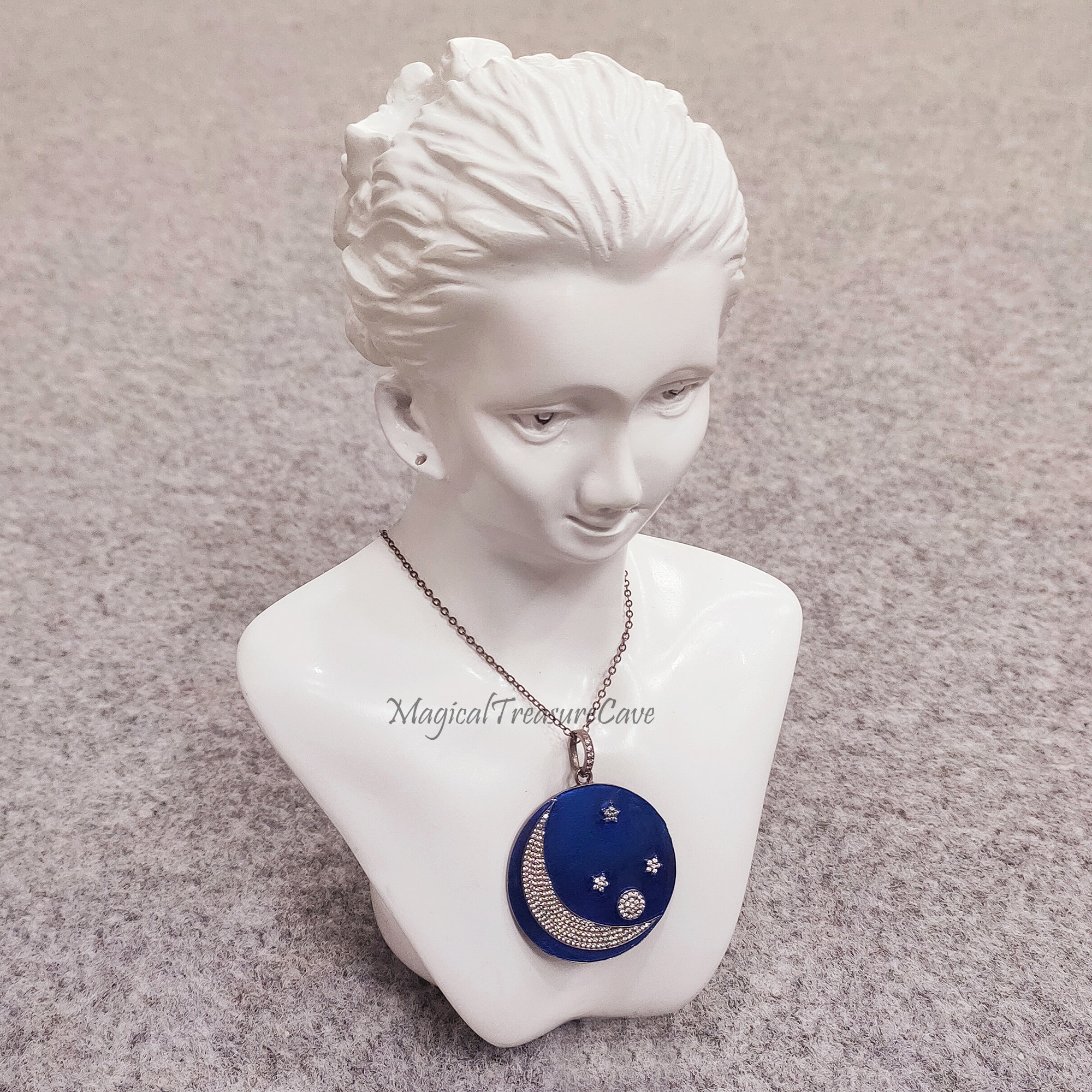 Collana Girocollo Luna E Stella In Oro – Stile Boho Vintage Con Zirconi – Catena Regolabile 45+5 Cm