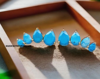 Turkos Howlit Örhänge Klättrare / 925 Sterling Silver Örhängen / Örhängen Klättrare / Brudtärnegåva / Örhänge till bröllop