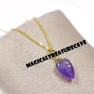 Dainty Amethyst Necklace, Amethyst Crystal Jewelry, Amethyst Necklace, Minimalist Necklace, 925 Sterling Silver Necklace, Leaf Necklace