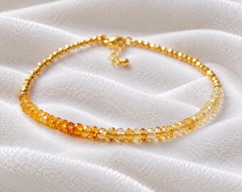 Citrine Bracelet, 14k Gold Finish Bracelet, Gemstone Bracelet, November Birthstone, Handmade Jewelry, Hippie Bracelet, Birthday Gift For Her