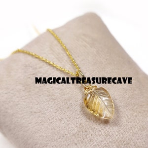 Genuine Citrine Necklace, November Birthstone /Handmade Jewelry/ Necklaces for Women, Leaf Citrine, Gemstone Necklace, Birthstone Necklace