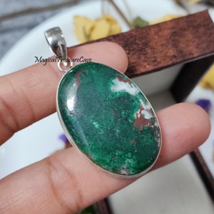 Natural Chrysocolla Pendant,925 Sterling Silver Pendant, Gemstone Pendant, Handmade Jewelry, Beautiful Statement Pendant, Valentine Day Gift